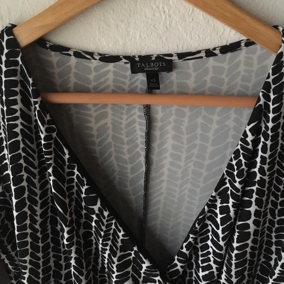 Talbots black & white patterned wrap dress - Picture 2 of 5
